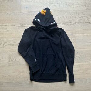 Men’s A Bathing Ape black shark pullover Hoodie size Xl